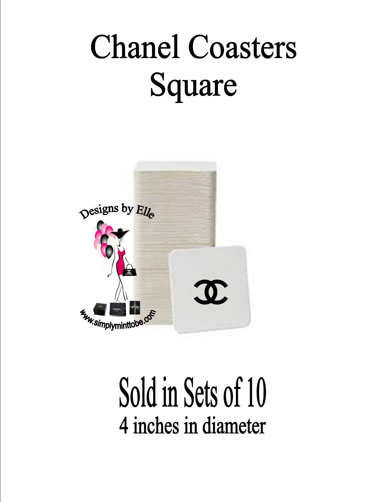Coco Chanel Parisian Inspired Square White Drink Coasters with CC Logo for  all occassions made to order Sold in Sets of 10