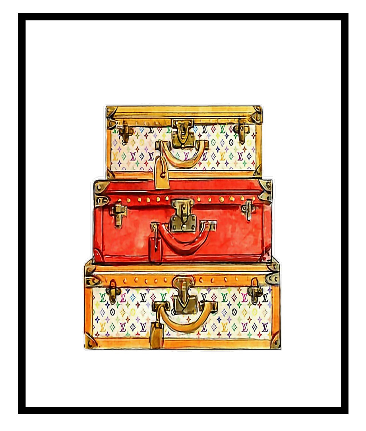 Louis Vuitton Multi Color Luggage inspired 5x7 Poster or Sign